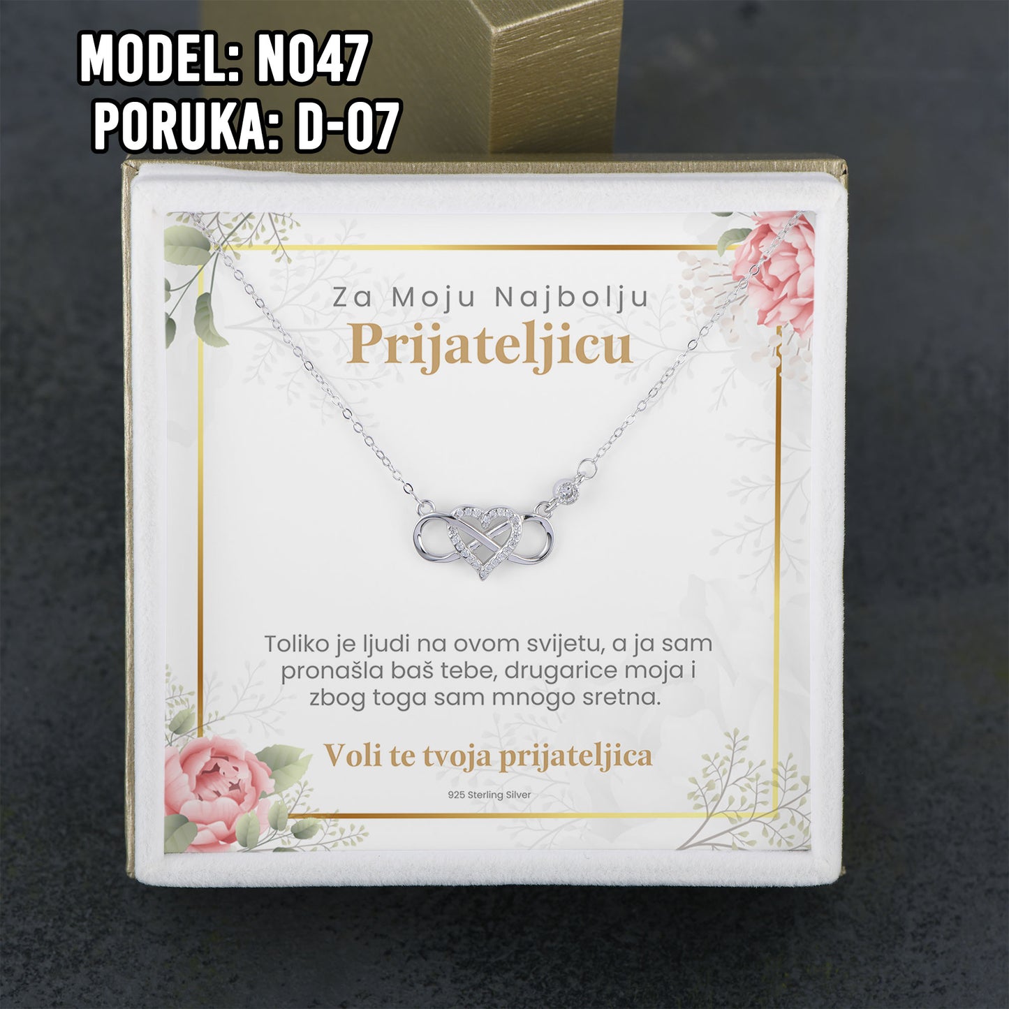 Poklon za Najbolju Prijateljicu – 925 Srebreni Lančić sa Posvetom