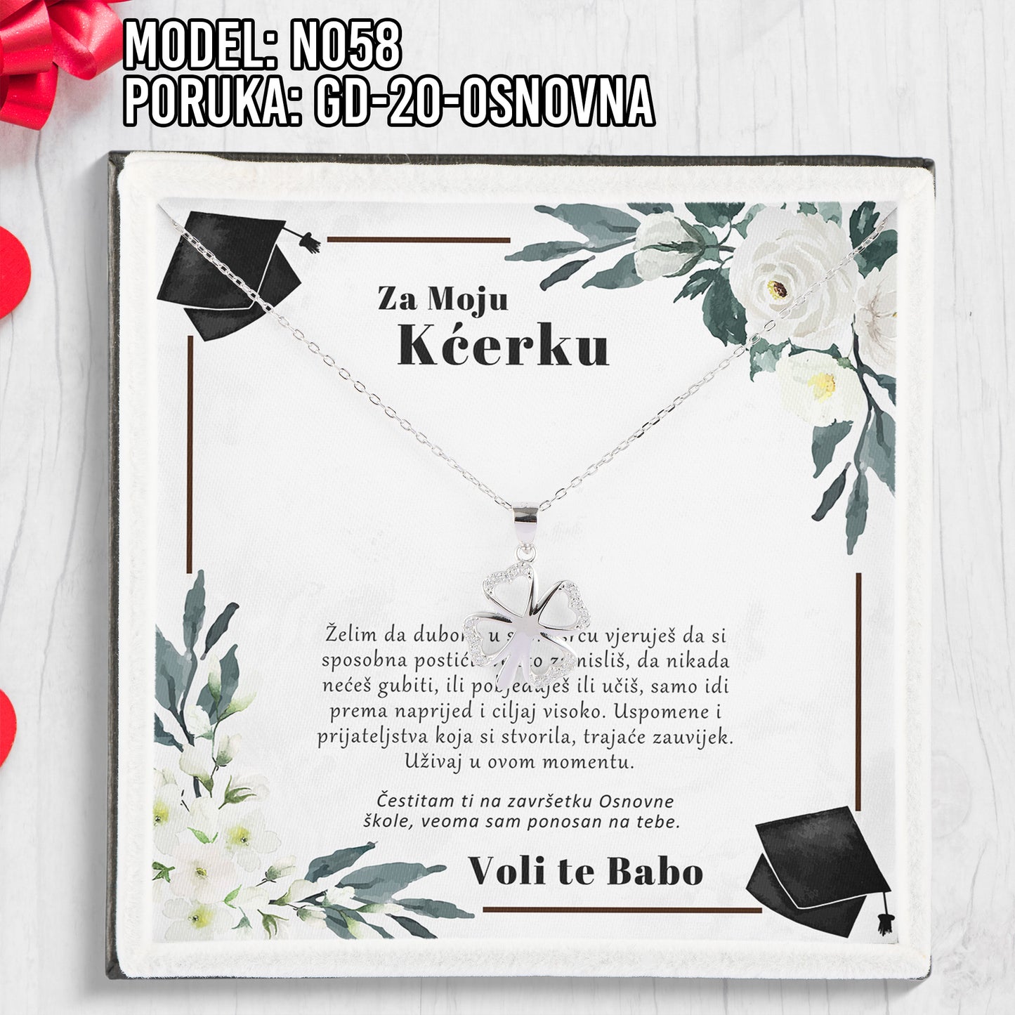 Maturski Poklon Za Kćer - 925 Srebreni Lančić sa Posvetom