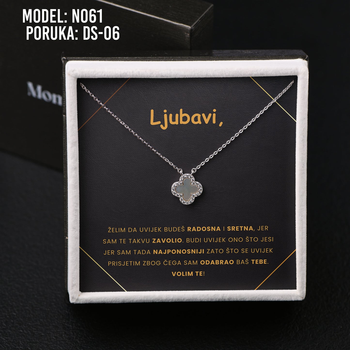 Poklon za Supurug ili Djevojku - 925 Srebrena Ogrlica, Lančić - Djetalina Sa 4 Lista