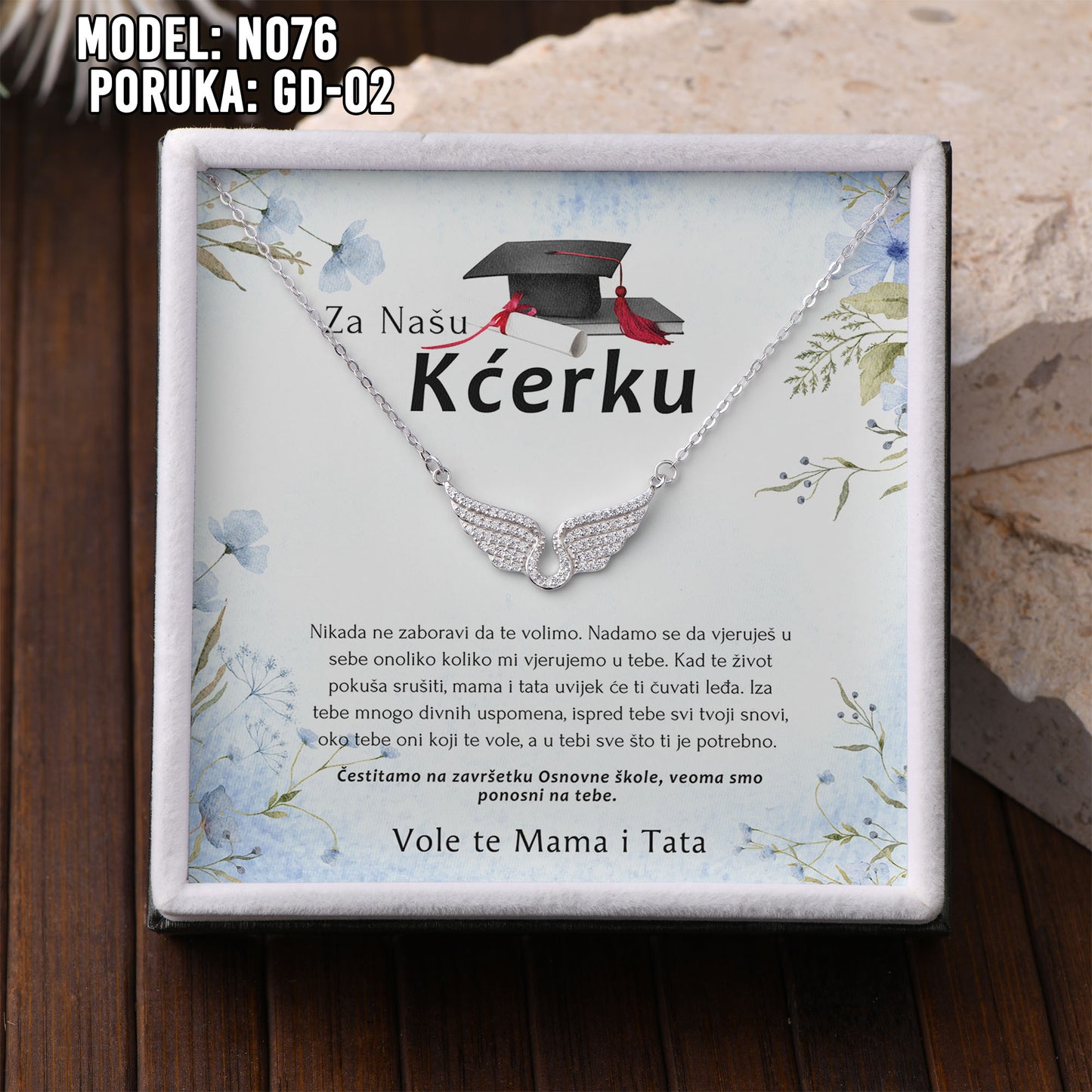 ✨ Za Našu Najljepšu Maturanticu – Ogrlica sa Anđeoskim Krilima ✨