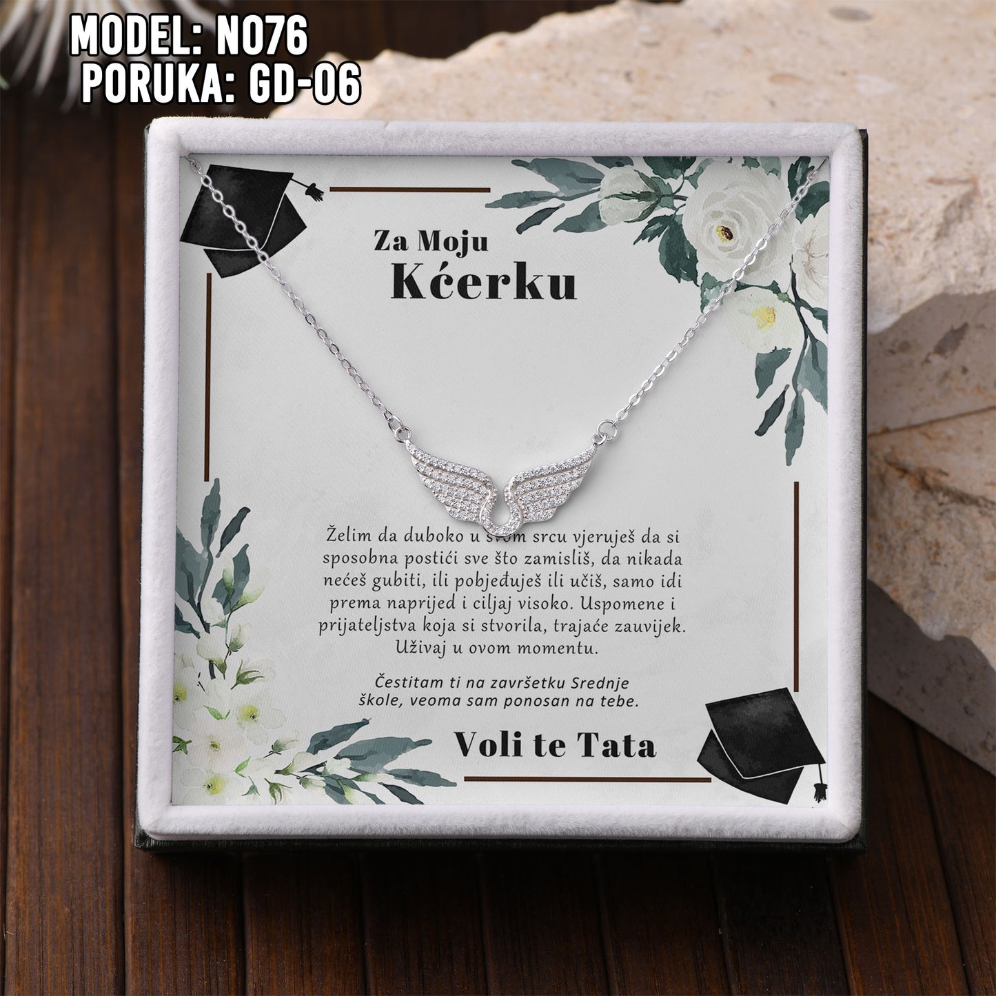 ✨ Za Našu Najljepšu Maturanticu – Ogrlica sa Anđeoskim Krilima ✨