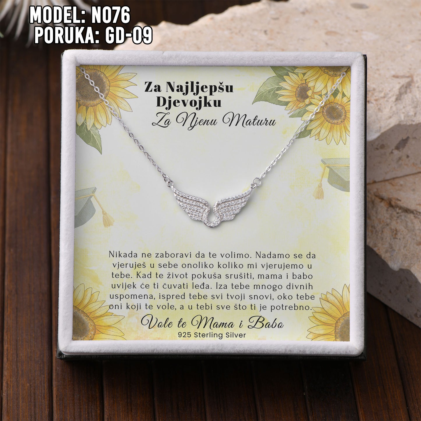 ✨ Za Našu Najljepšu Maturanticu – Ogrlica sa Anđeoskim Krilima ✨