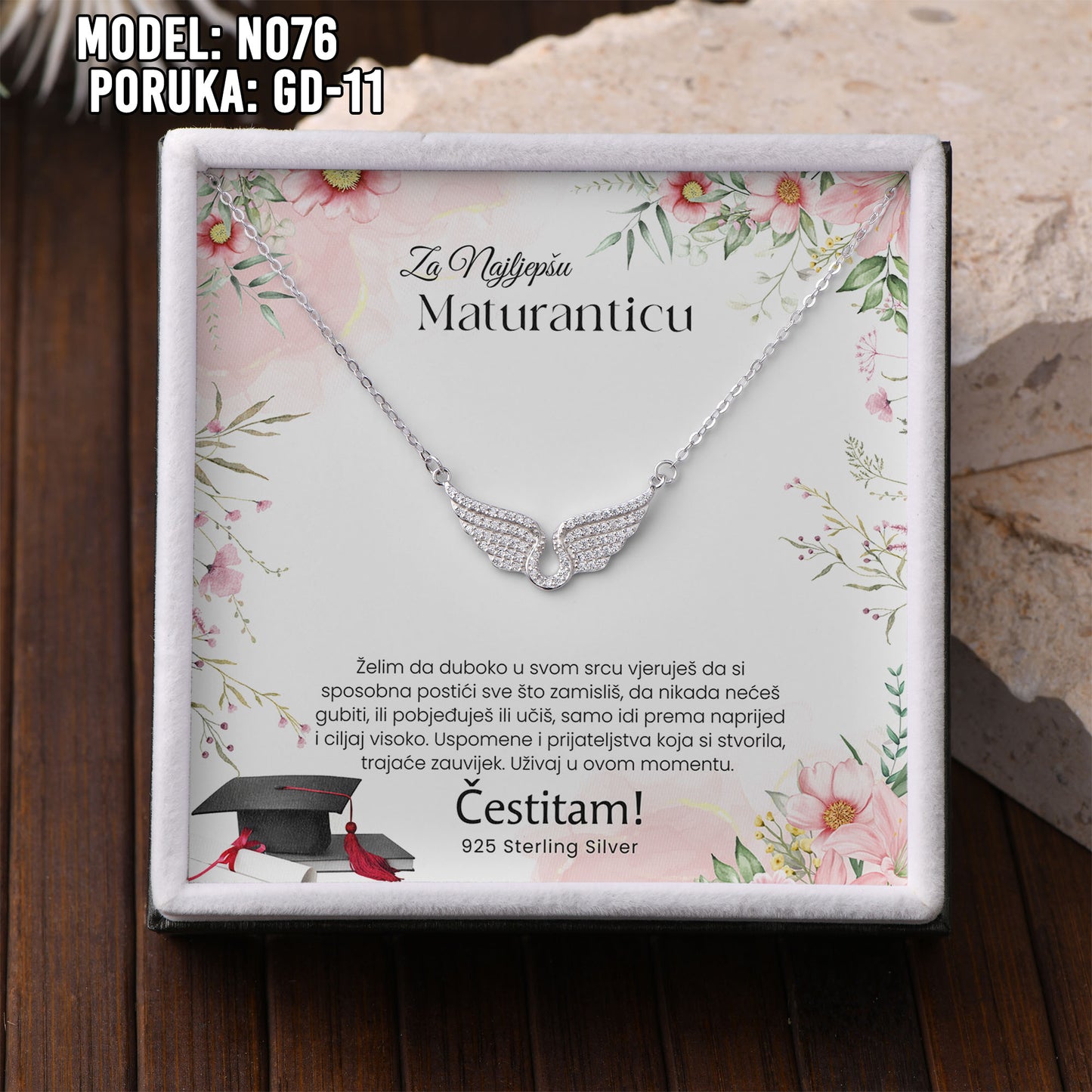 ✨ Za Našu Najljepšu Maturanticu – Ogrlica sa Anđeoskim Krilima ✨