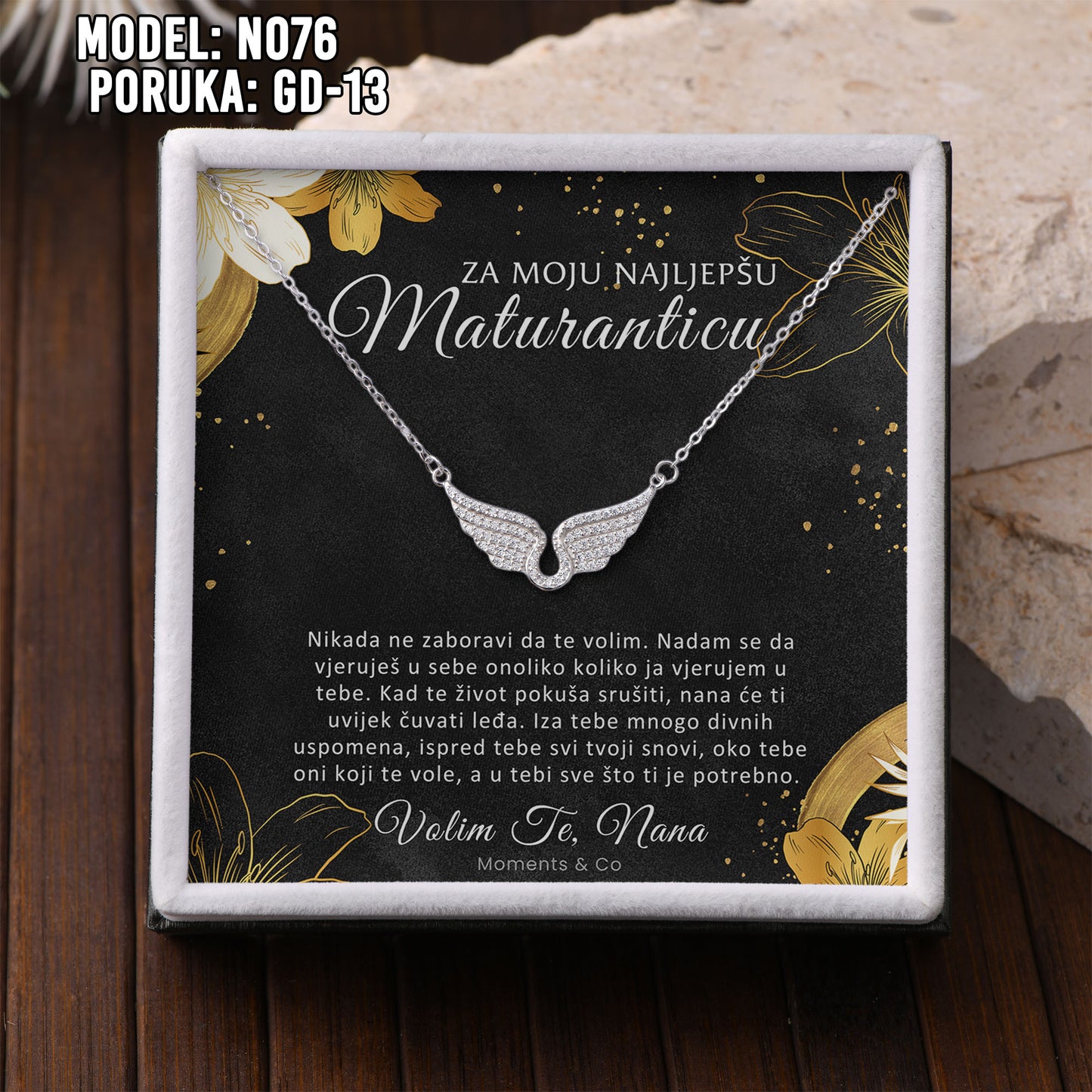 ✨ Za Našu Najljepšu Maturanticu – Ogrlica sa Anđeoskim Krilima ✨