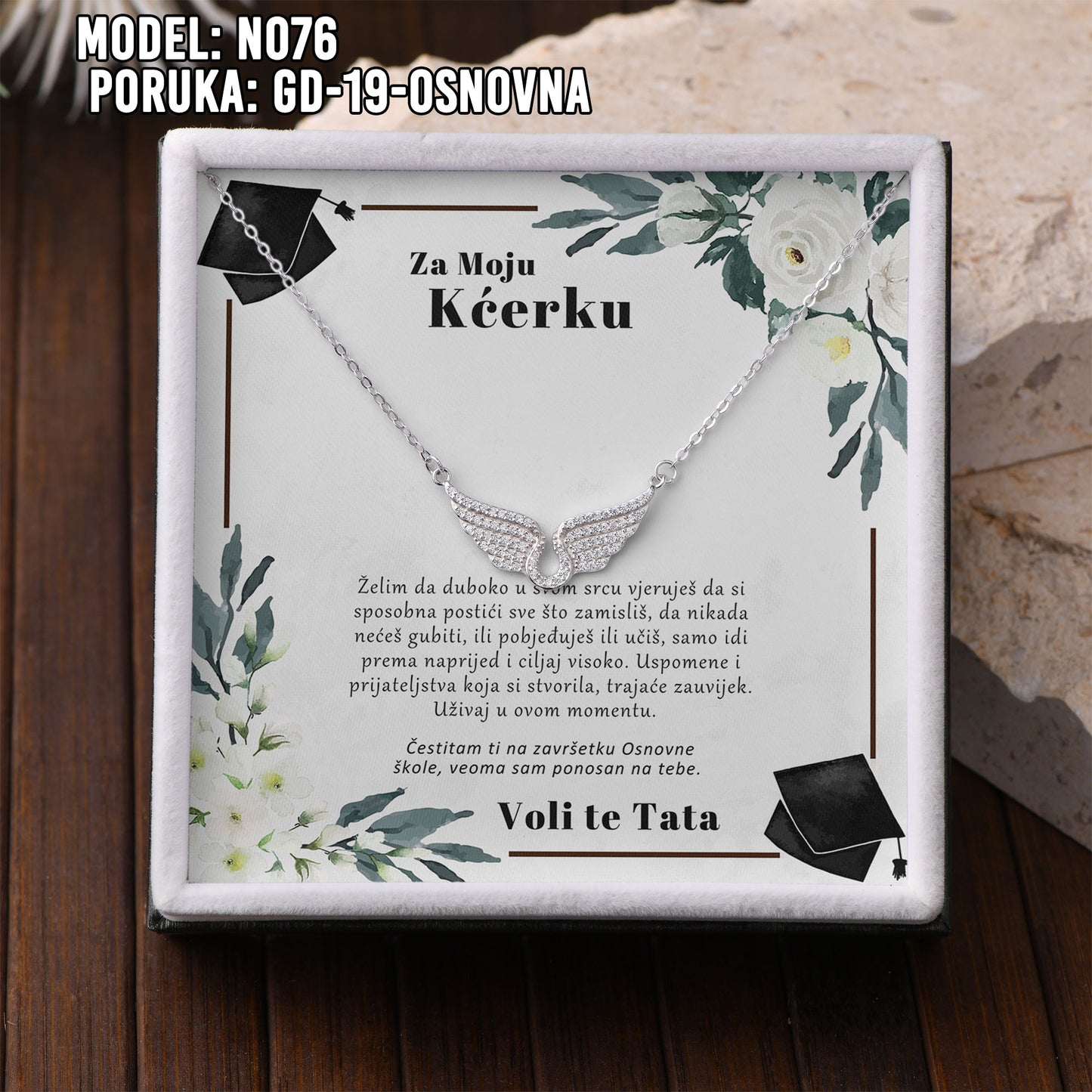 ✨ Za Našu Najljepšu Maturanticu – Ogrlica sa Anđeoskim Krilima ✨