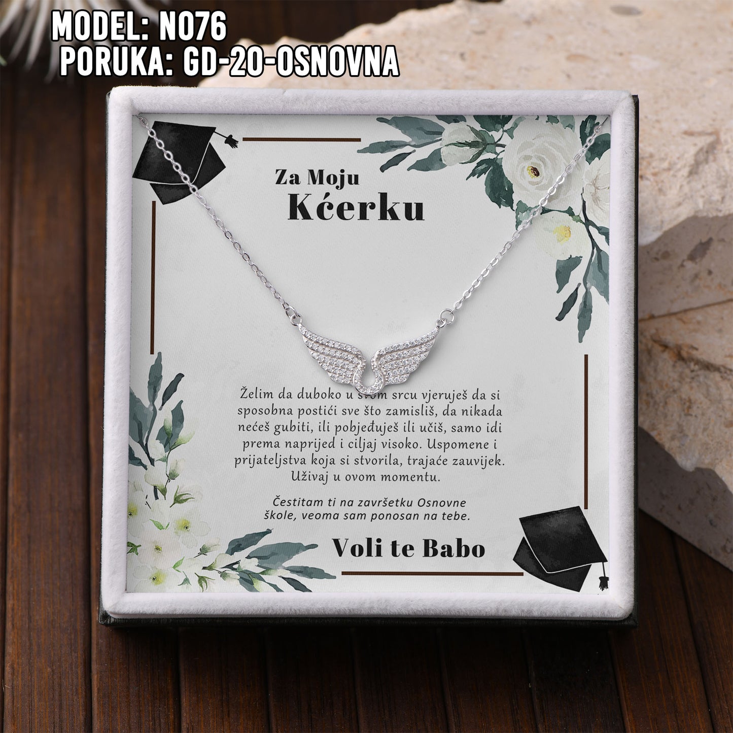 ✨ Za Našu Najljepšu Maturanticu – Ogrlica sa Anđeoskim Krilima ✨