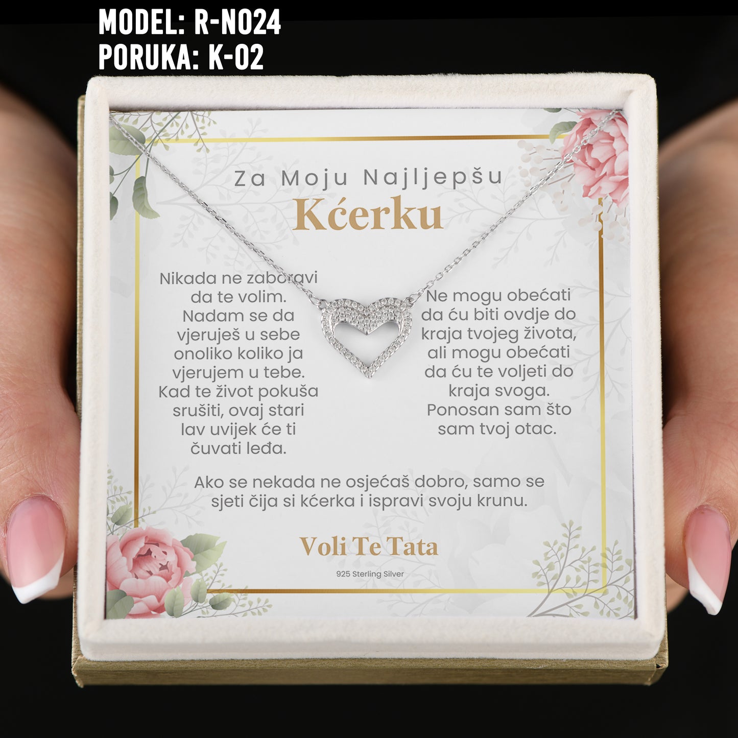 Poklon za Kćerku - 925 Srebreni Lančić sa Emotivnom Porukom