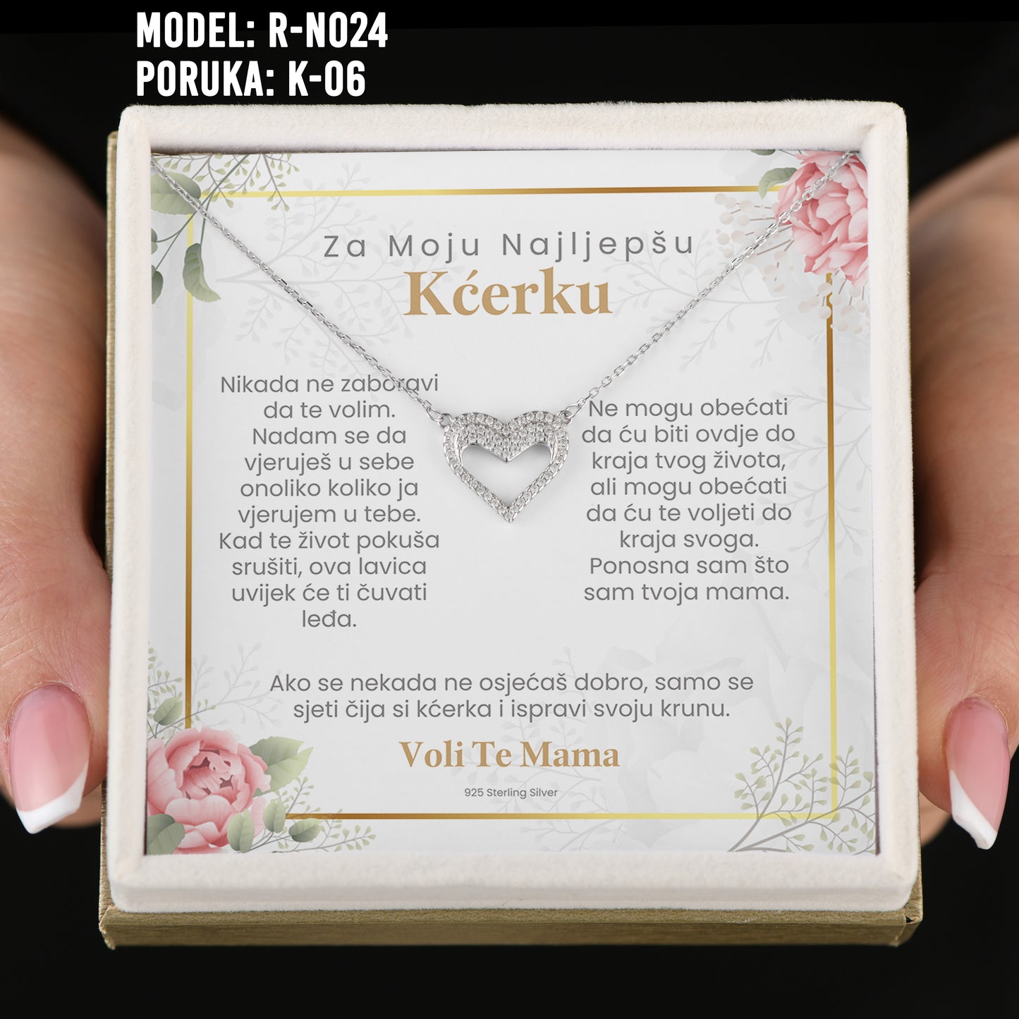 Poklon za Kćerku - 925 Srebreni Lančić sa Emotivnom Porukom