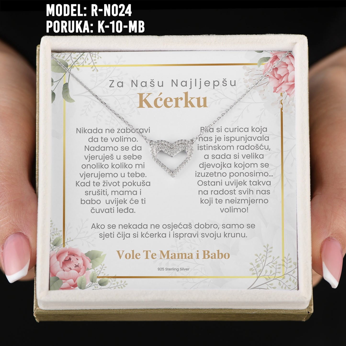 Poklon za Kćerku - 925 Srebreni Lančić sa Emotivnom Porukom