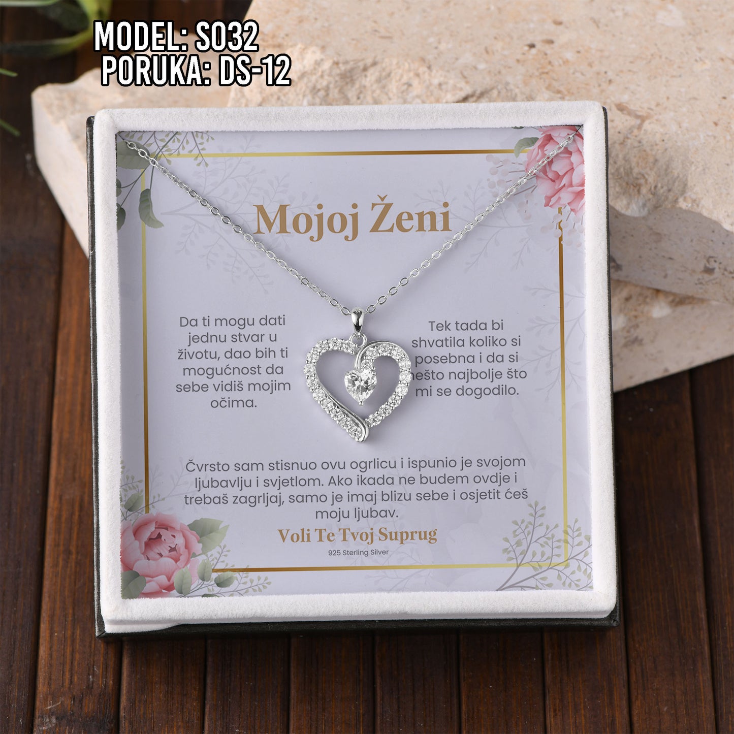 💖 925 Srebreni Lančić - Za Moju Ljubav | Poklon za Suprugu, Curu, Djevojku 💖