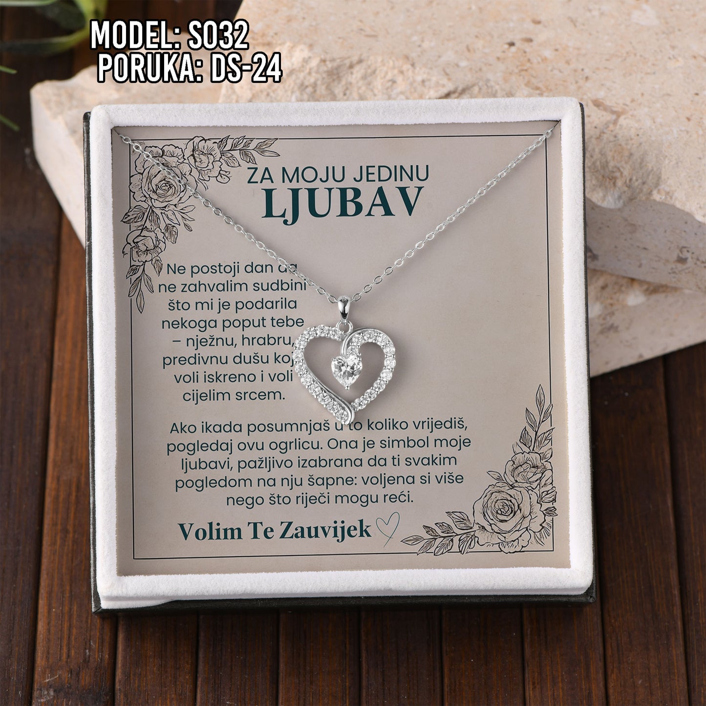 💖 925 Srebreni Lančić - Za Moju Ljubav | Poklon za Suprugu, Curu, Djevojku 💖