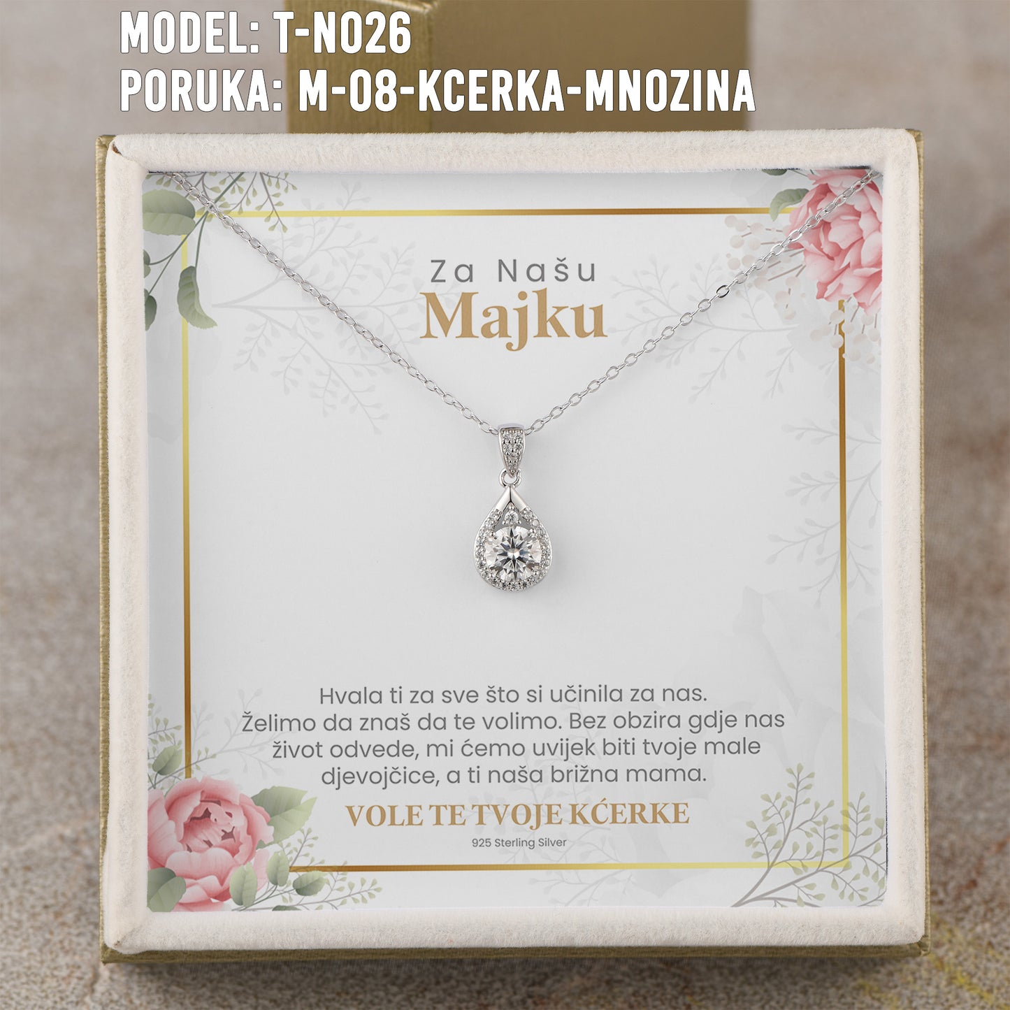 Poklon za Mamu - 925 Srebreni Lančić sa Porukom Koja Ima Značenje