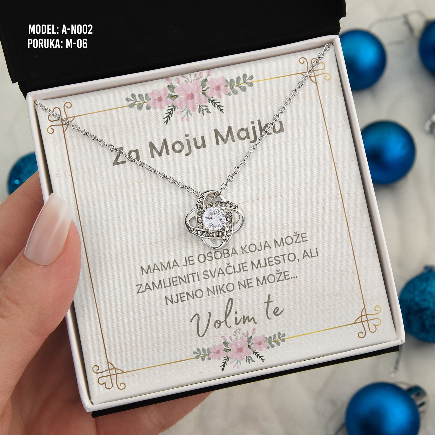 Za Moju Majku - 925 Srebreni Lančić - Poklon za Mamu sa Porukom
