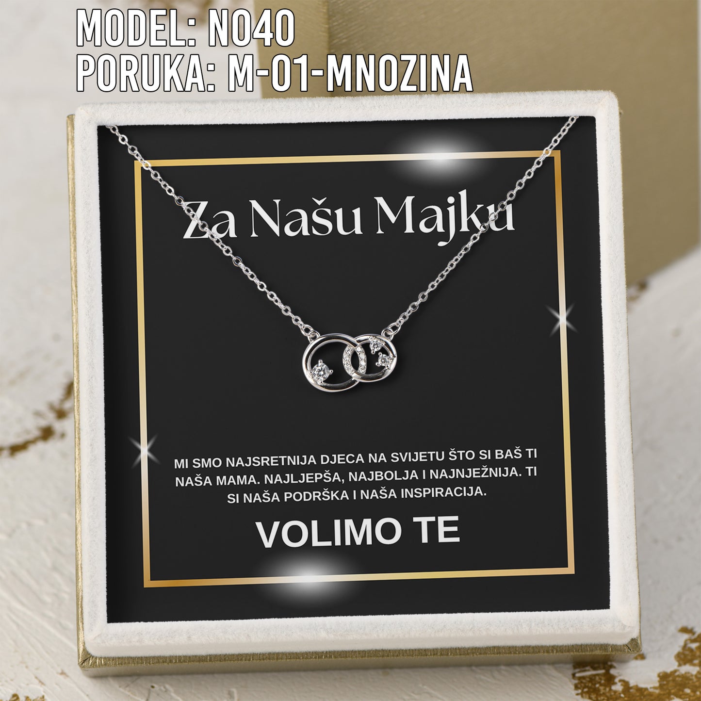 Za Našu Majku - 925 Srebreni Lančić Beskonačnosti - Poklon za Majku sa Porukom Volimo Te