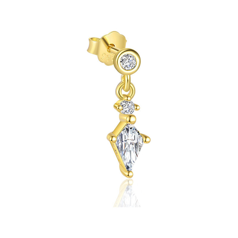 Sitna minđuša sa rombom od cirkona, pozlaćeno 925 srebro