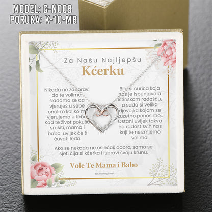 Za Našu Najlepšu Kćerku - 925 Srebreni Lančić Srce - Poklon za Kćerku sa Porukom