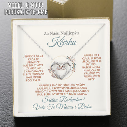 Za Našu Najlepšu Kćerku - 925 Srebreni Lančić Srce - Poklon za Kćerku sa Porukom