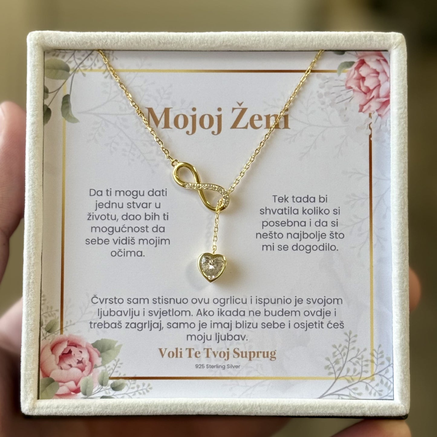 925 Srebreni Lančić sa Posvetom – 18k Pozlata ✨ | Poklon s Emocijom za Voljenu Osobu
