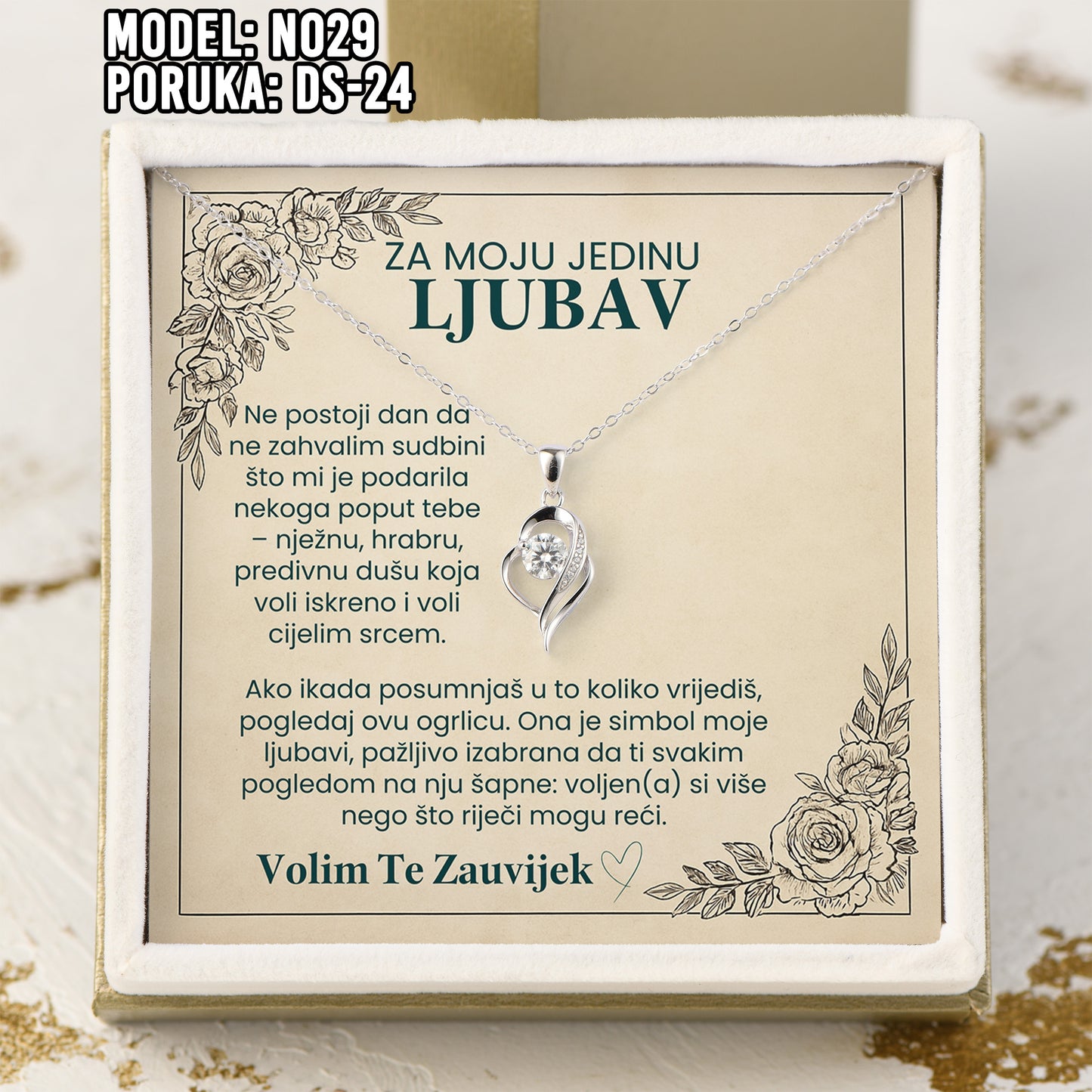 Poklon za Suprugu ili Djevojku - 925 Srebreni Lančić sa Emotivnom Posvetom