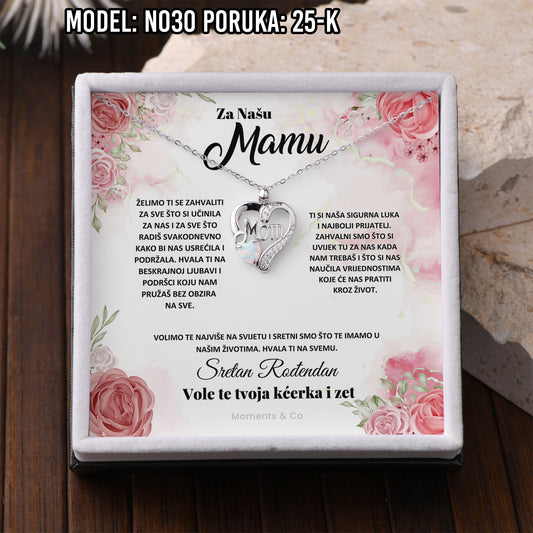 925 Srebreni Lančić Mom Opal - Poklon za Mamu - N030