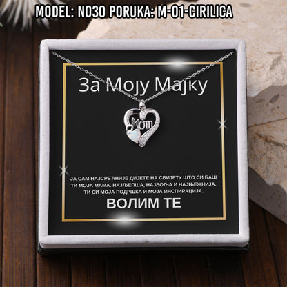 925 Srebreni Lančić Mom Opal - Poklon za Mamu - N030