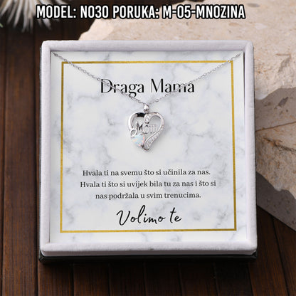 925 Srebreni Lančić Mom Opal - Poklon za Mamu - N030