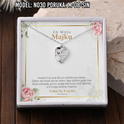 925 Srebreni Lančić Mom Opal - Poklon za Mamu - N030