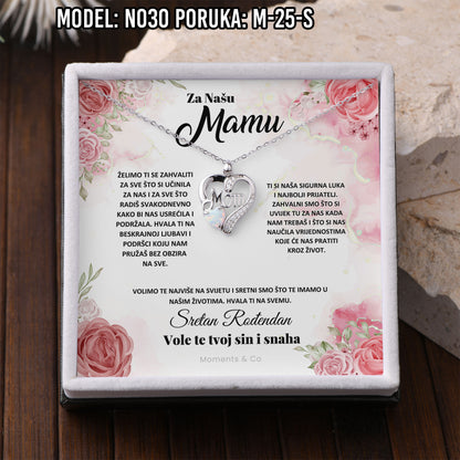 925 Srebreni Lančić Mom Opal - Poklon za Mamu - N030