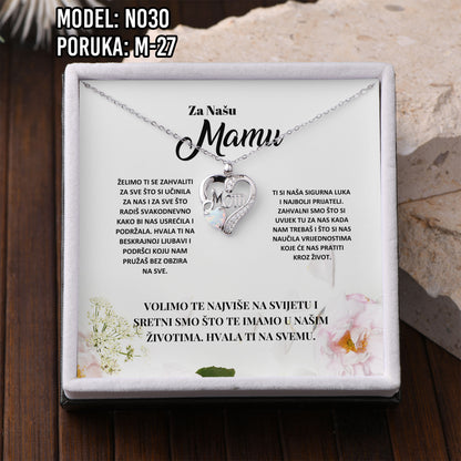 Ogrlica „Mom“ – 925 Srebro s Emotivnom Porukom za Mamu
