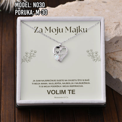 Ogrlica „Mom“ – 925 Srebro s Emotivnom Porukom za Mamu