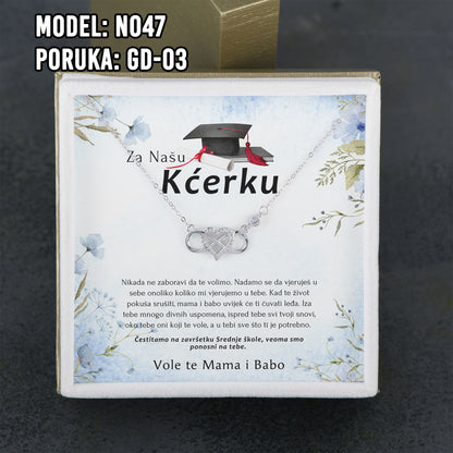 Maturski poklon za kćerku – infinity srce ogrlica od 925 srebra sa posvetom