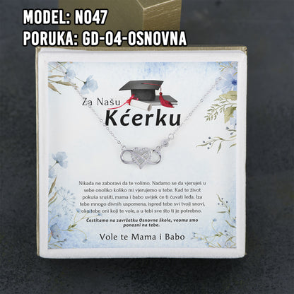 Maturski poklon za kćerku – infinity srce ogrlica od 925 srebra sa posvetom
