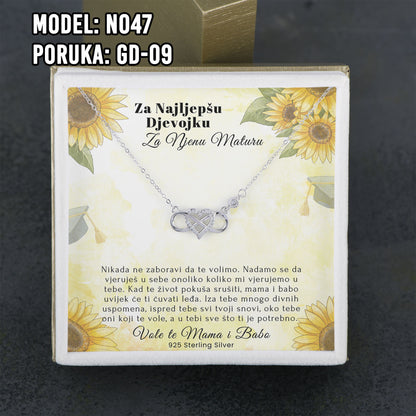 Maturski poklon za kćerku – infinity srce ogrlica od 925 srebra sa posvetom
