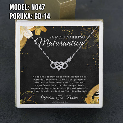 Maturski poklon za kćerku – infinity srce ogrlica od 925 srebra sa posvetom