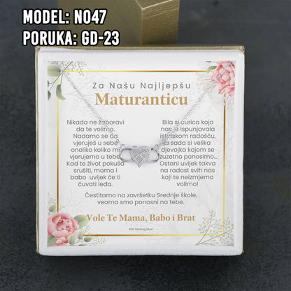 Maturski poklon za kćerku – infinity srce ogrlica od 925 srebra sa posvetom
