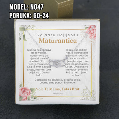 Maturski poklon za kćerku – infinity srce ogrlica od 925 srebra sa posvetom