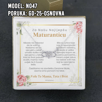 Maturski poklon za kćerku – infinity srce ogrlica od 925 srebra sa posvetom