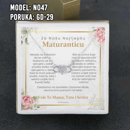 Maturski poklon za kćerku – infinity srce ogrlica od 925 srebra sa posvetom