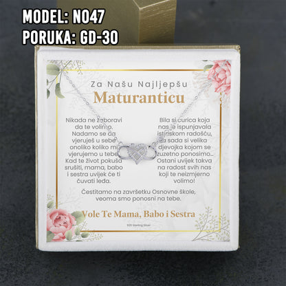 Maturski poklon za kćerku – infinity srce ogrlica od 925 srebra sa posvetom