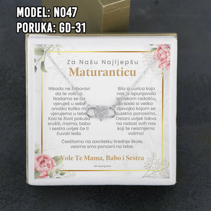 Maturski poklon za kćerku – infinity srce ogrlica od 925 srebra sa posvetom