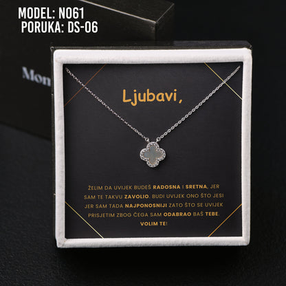 Poklon za Supurug ili Djevojku - 925 Srebrena Ogrlica, Lančić - Djetalina Sa 4 Lista