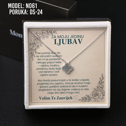 Poklon za Supurug ili Djevojku - 925 Srebrena Ogrlica, Lančić - Djetalina Sa 4 Lista