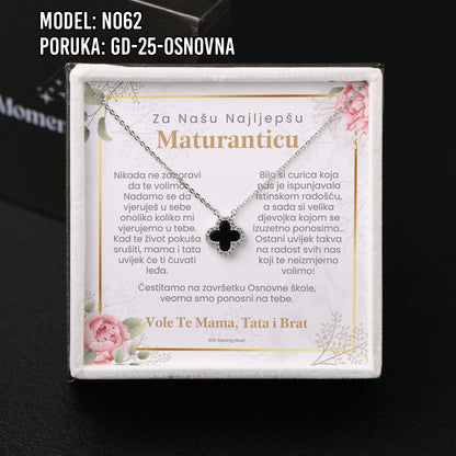 Poklon za maturu za Kćerku ili Sestru – ogrlica od 925 srebra - djetalina sa 4 lista