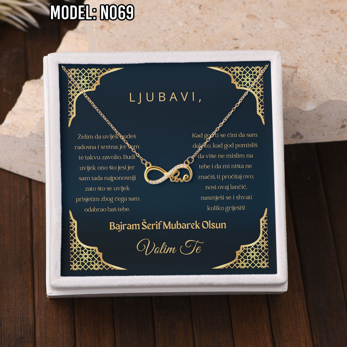 Bajramski poklon za voljenu osobu – ogrlica od 925 srebra sa porukom (18k pozlata)