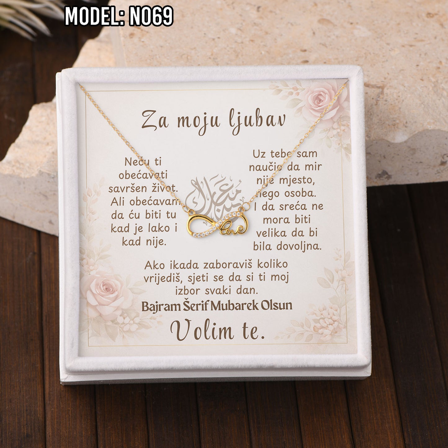Bajramski poklon za voljenu osobu – ogrlica od 925 srebra sa porukom (18k pozlata)