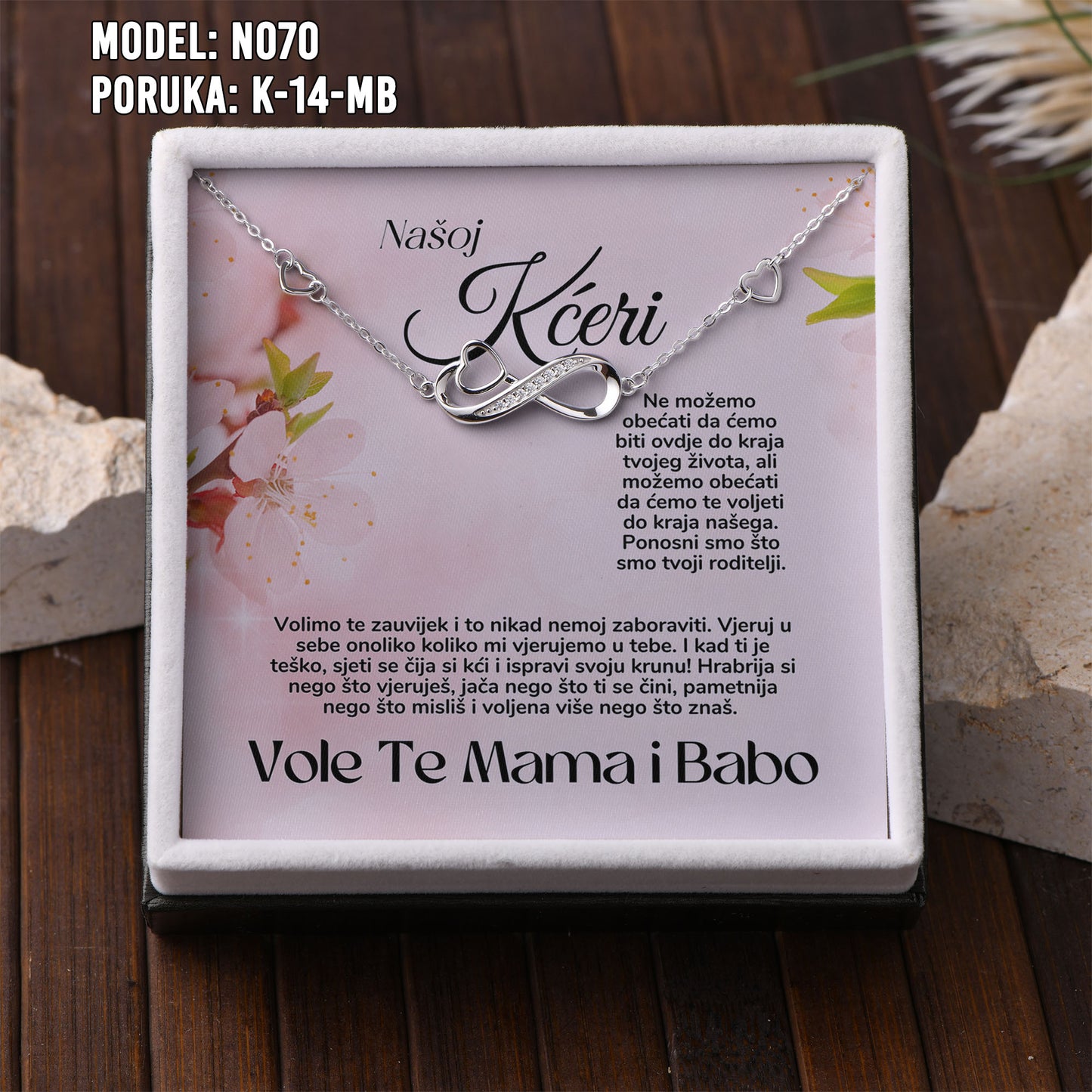 Narukvica Beskonačnost za Kćerku | 925 srebro + Poruka