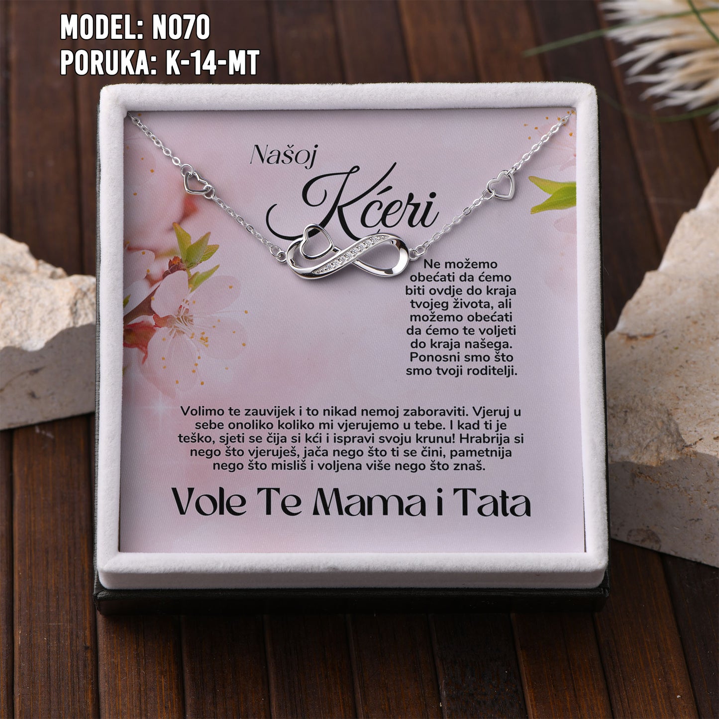 Narukvica Beskonačnost za Kćerku | 925 srebro + Poruka