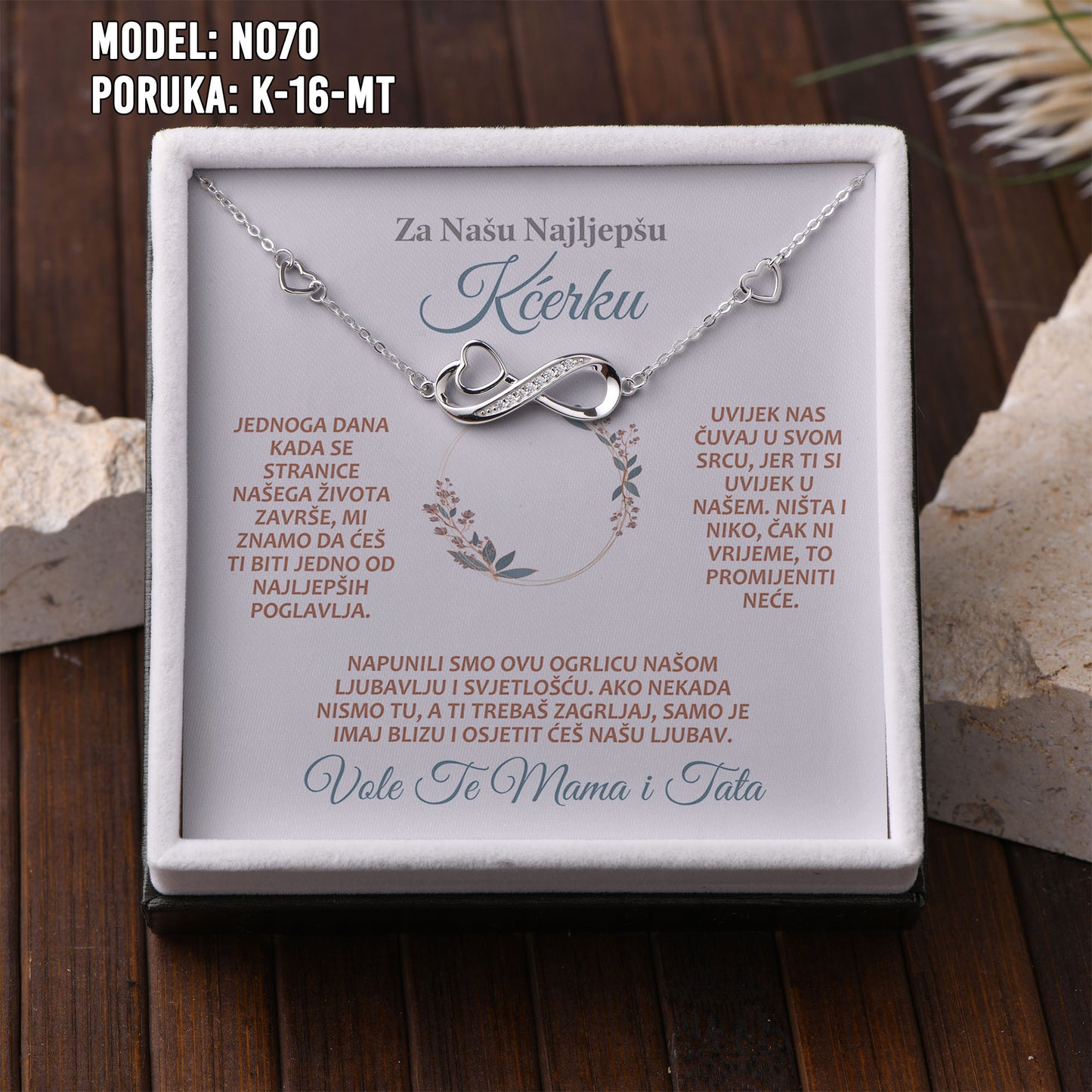 Narukvica Beskonačnost za Kćerku | 925 srebro + Poruka