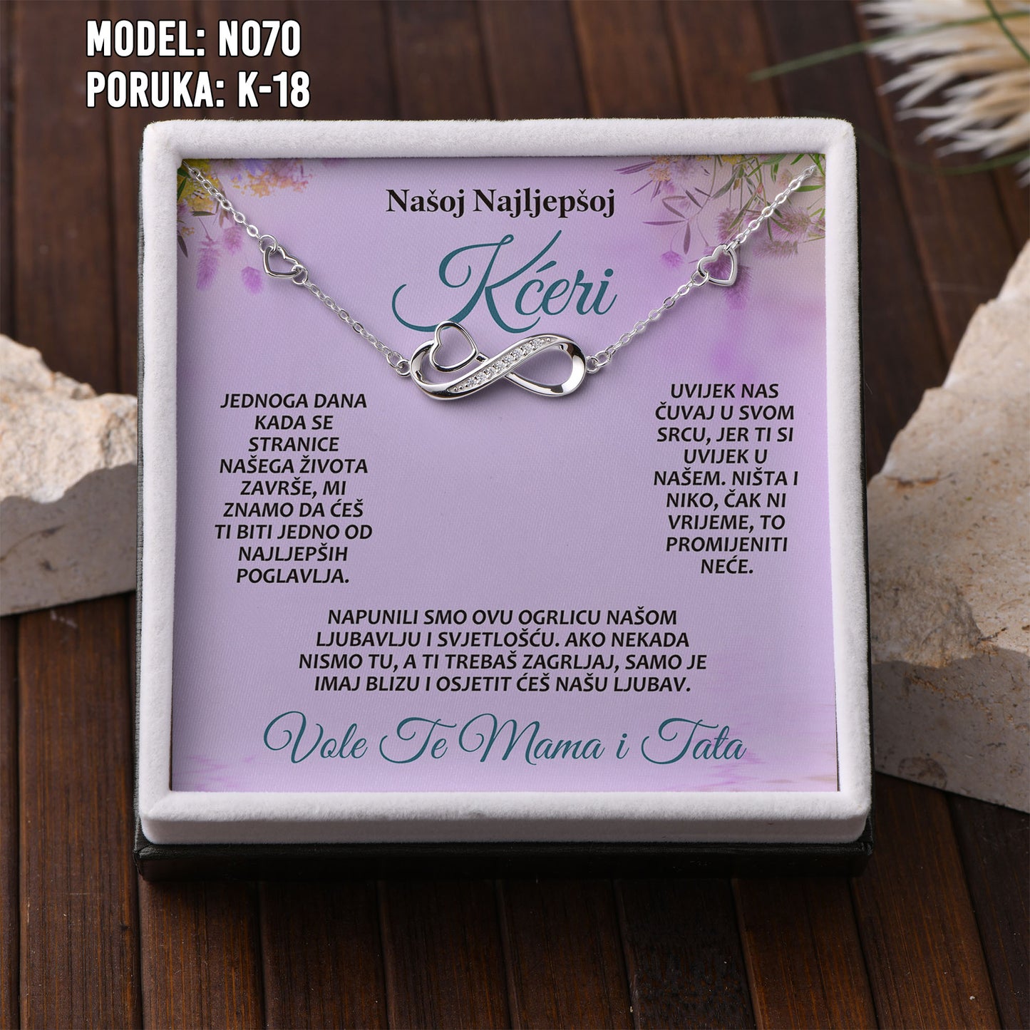 Narukvica Beskonačnost za Kćerku | 925 srebro + Poruka