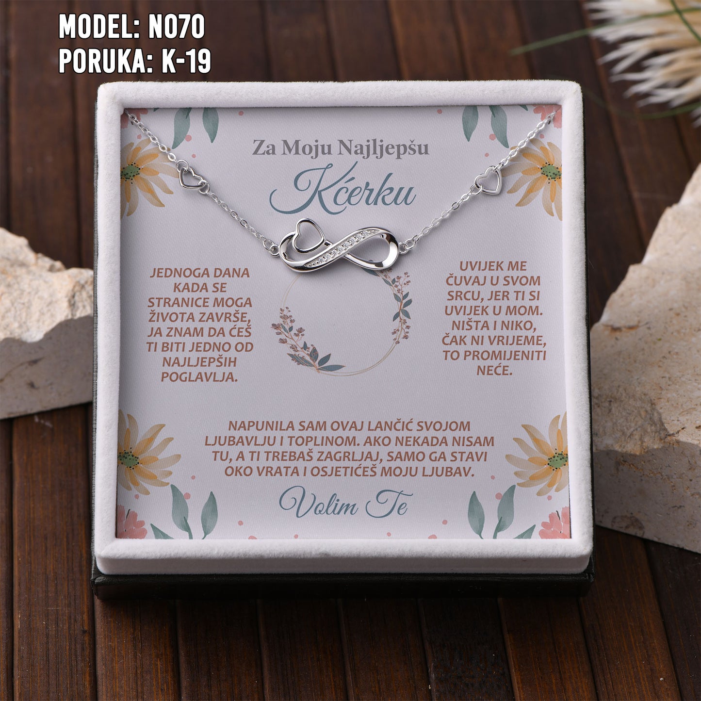 Narukvica Beskonačnost za Kćerku | 925 srebro + Poruka